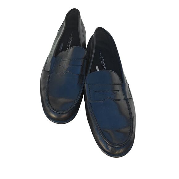 Rockport Black Leather Penny Loafers Mens 9.5 Comfort Dress Slip On Shoes